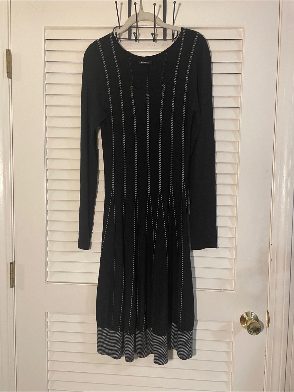 Crea Concept Black Knit Gray Flattering Midi Vertical Stitch Detail